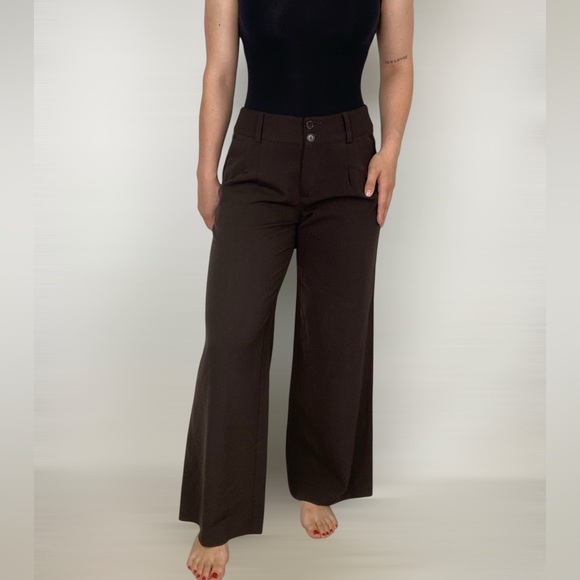 NANETTE LEPORE Wide Leg‎ Pleated Brown Trousers Business Work - Picture 1 of 6